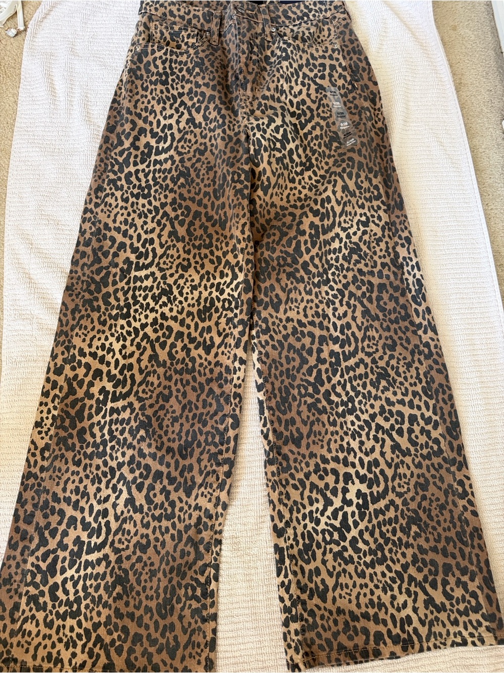 Gap Leopard Print High Rise Wide Leg Jeans